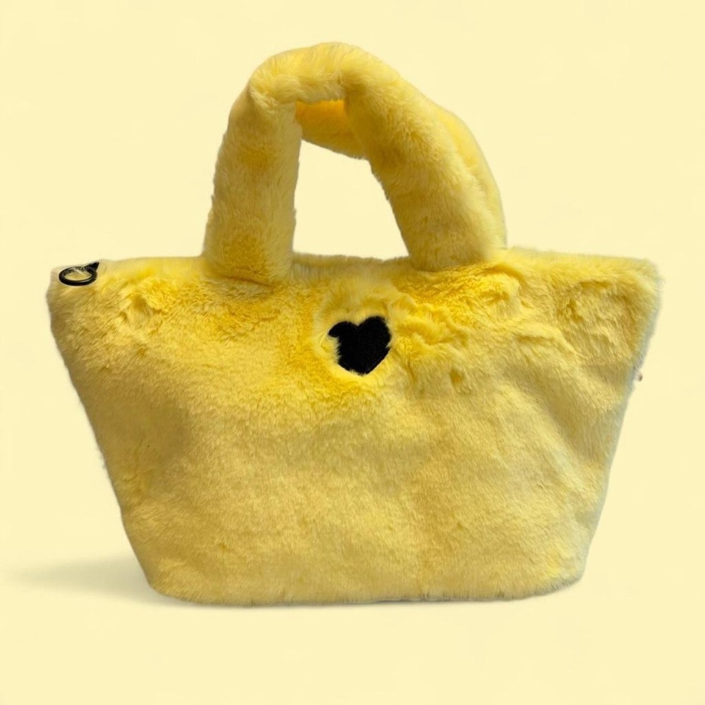 Lazy Oaf Sunny Yellow Faux Fur Tote